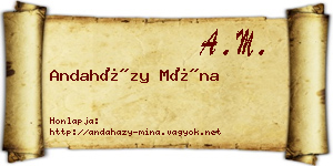 Andaházy Mína névjegykártya